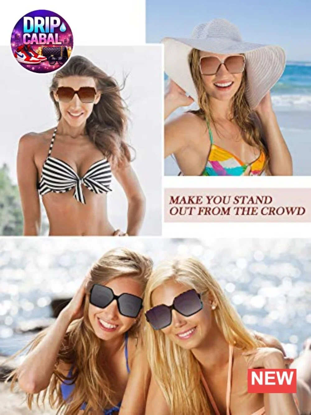 4 Pack Oversized Square Sunglasses for Women Flat Top Shades